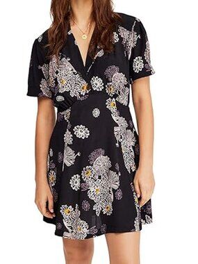 Free People Blue Hawaii Short Sleeve Mini Dress